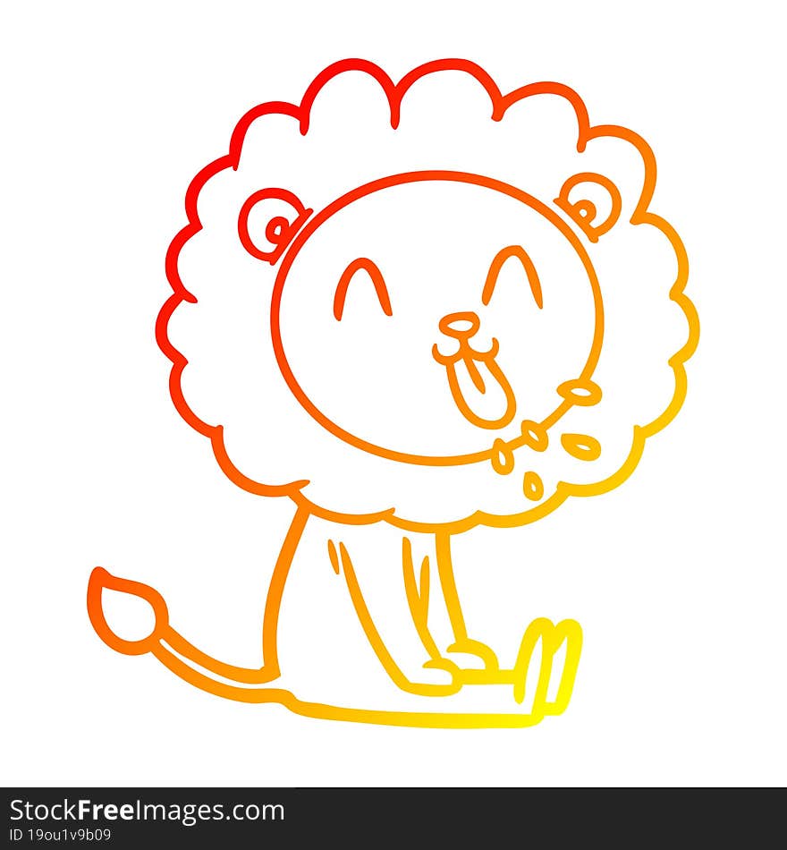 warm gradient line drawing happy cartoon lion