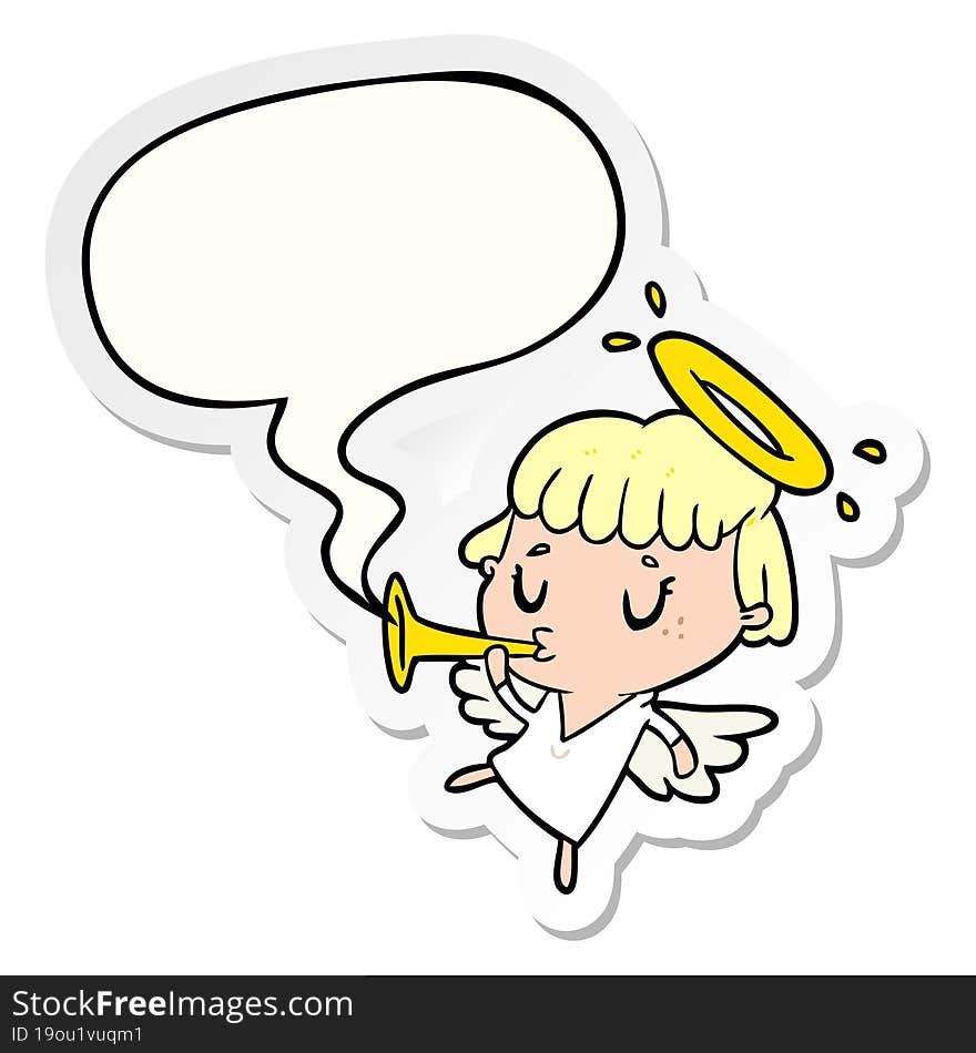 cute cartoon angel and speech bubble sticker