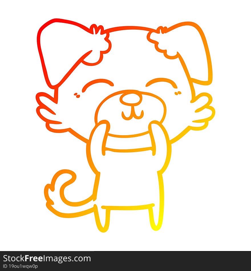 Warm Gradient Line Drawing Cartoon Dog