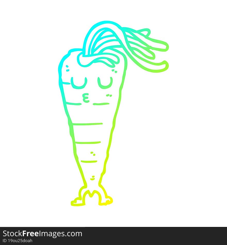 Cold Gradient Line Drawing Cartoon Carrot