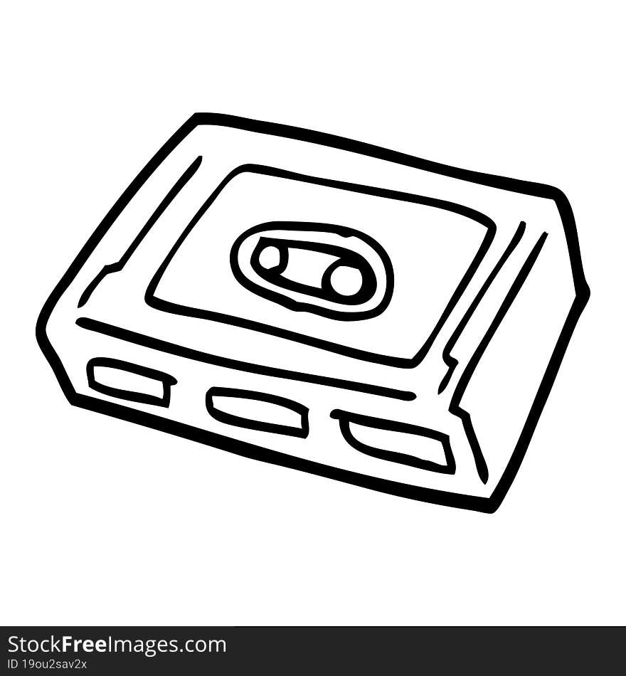 line drawing cartoon retro tape cassette