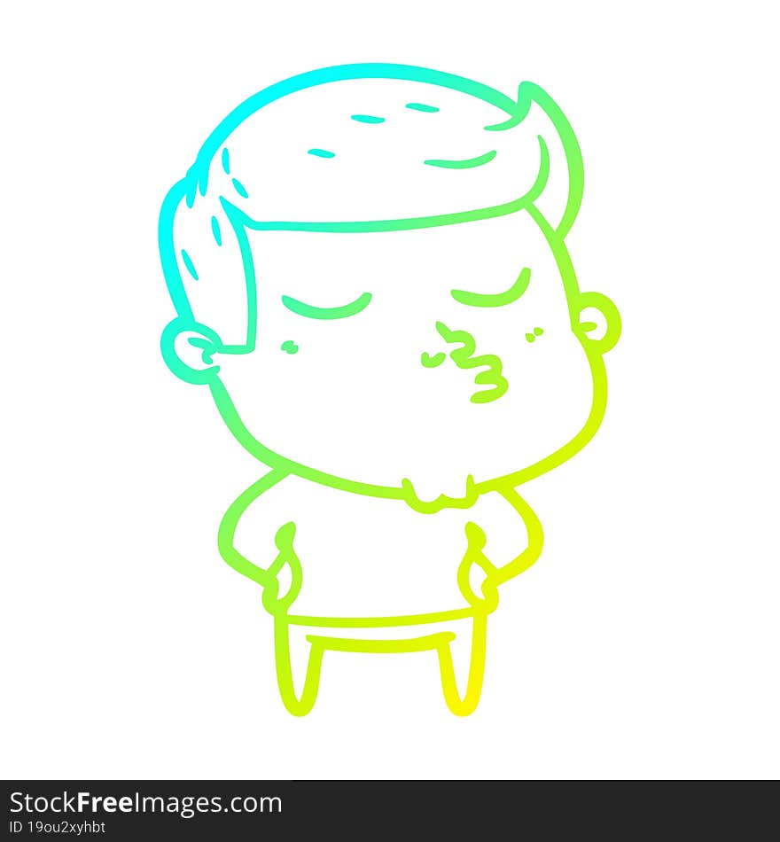 cold gradient line drawing of a cartoon model guy pouting