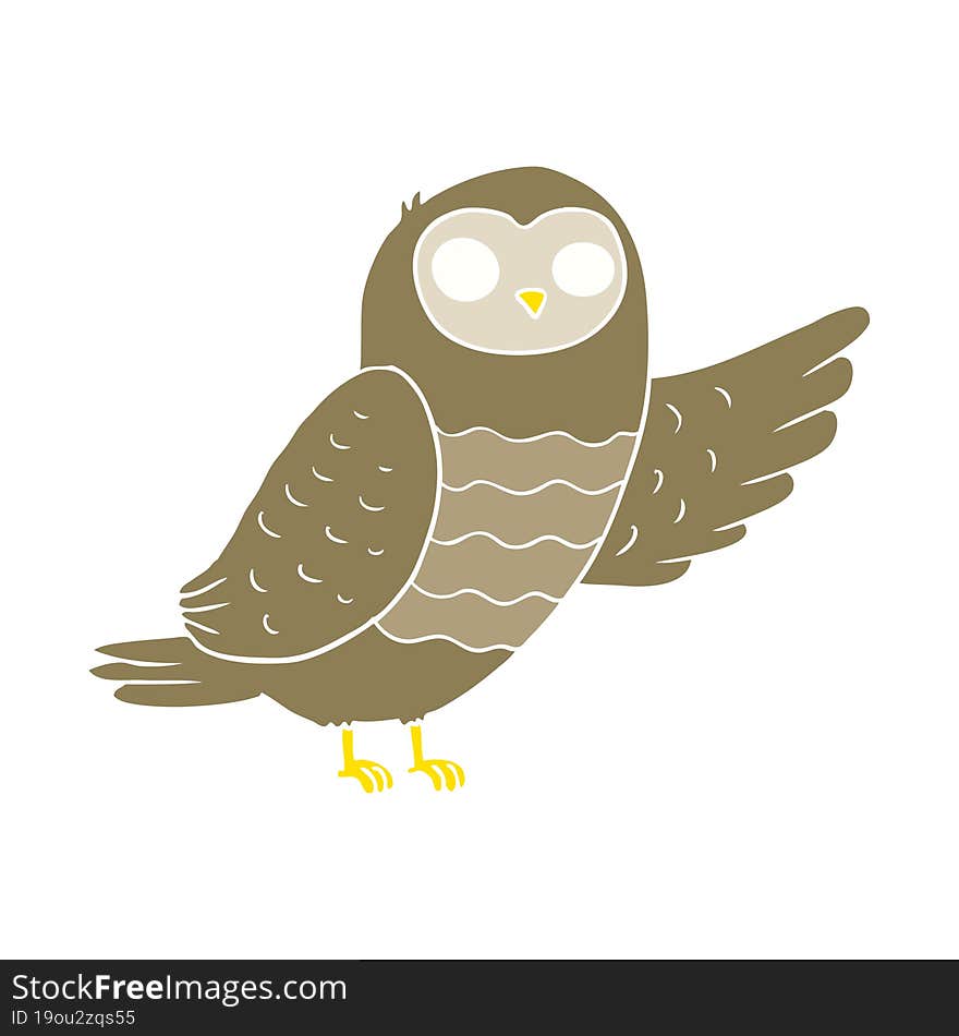 flat color style cartoon owl pointing