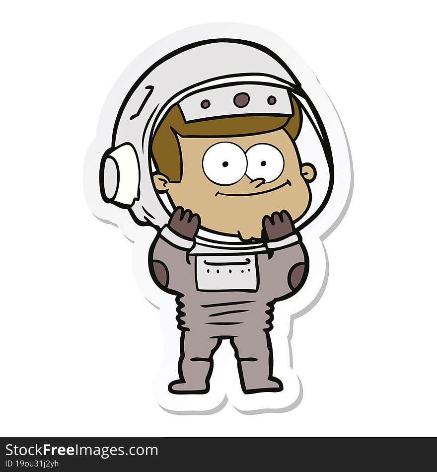 sticker of a happy astronaut cartoon