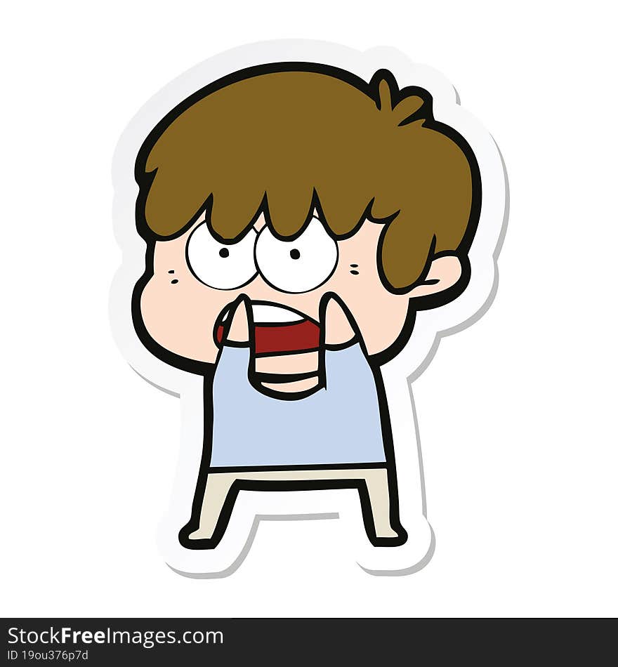 Sticker Of A Worried Cartoon Boy