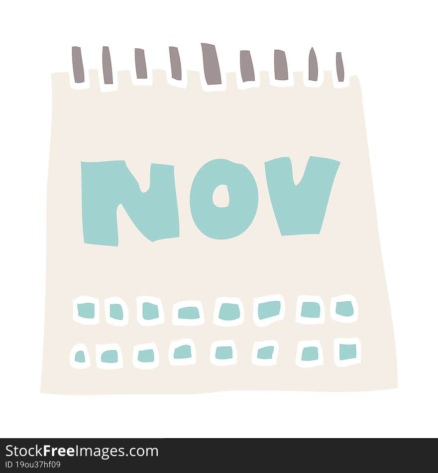 Cartoon Doodle Calendar Showing Month Of November