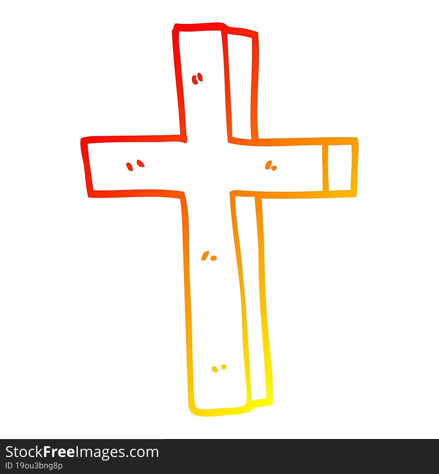 warm gradient line drawing cartoon gold cross