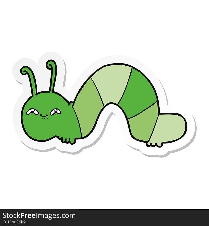 Sticker Of A Cartoon Happy Caterpillar