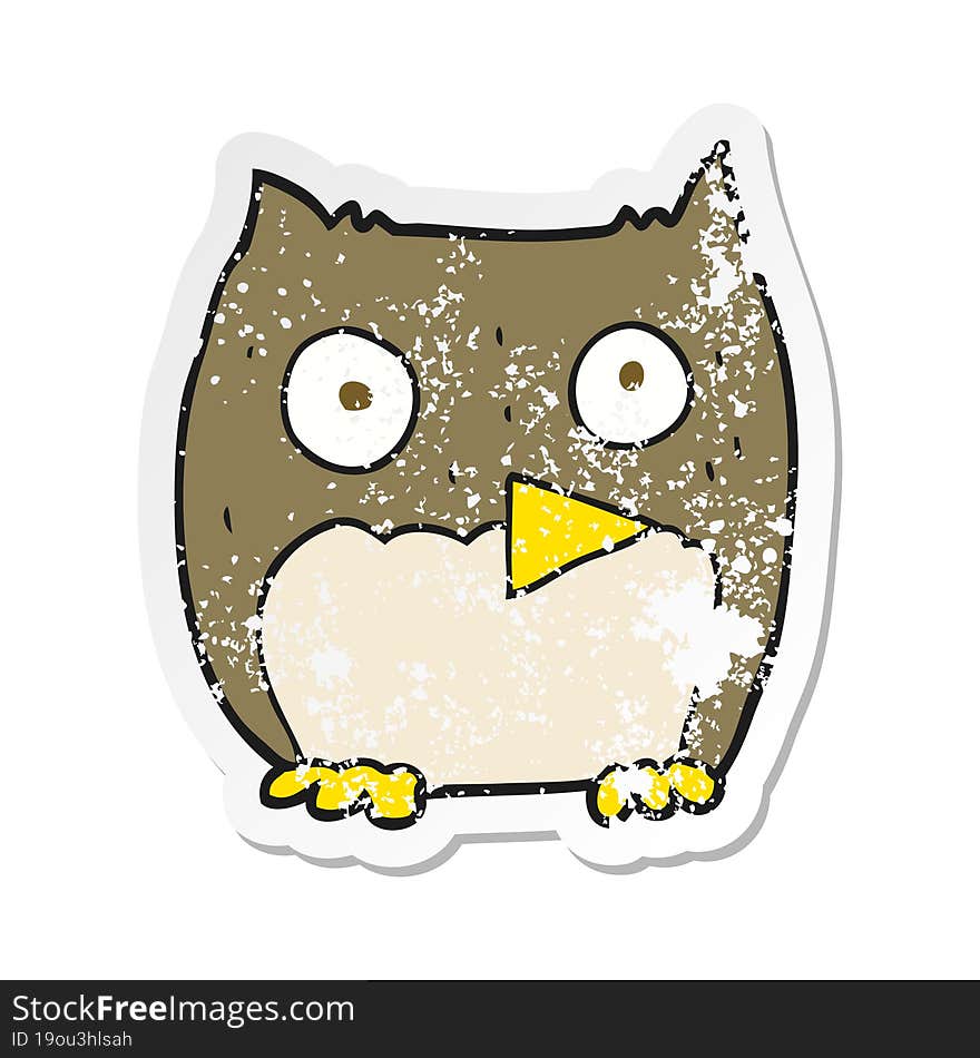 retro distressed sticker of a cartoon owl