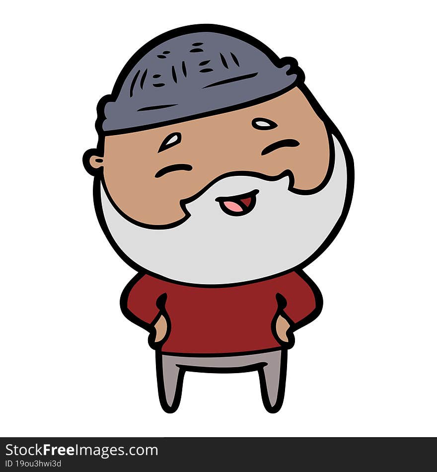 cartoon happy bearded man. cartoon happy bearded man