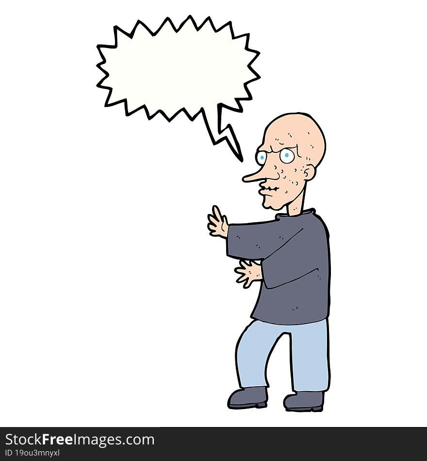 cartoon mean looking man with speech bubble