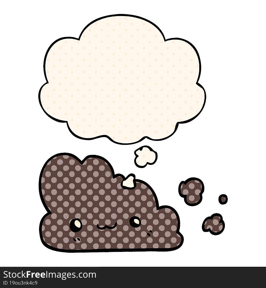 cute cartoon cloud and thought bubble in comic book style