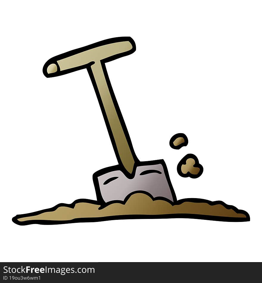 cartoon doodle shovel in dirt