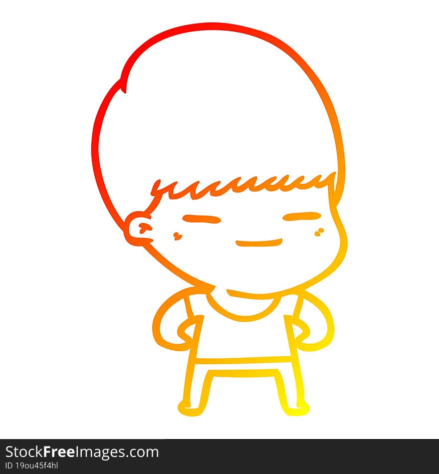 warm gradient line drawing cartoon smug boy