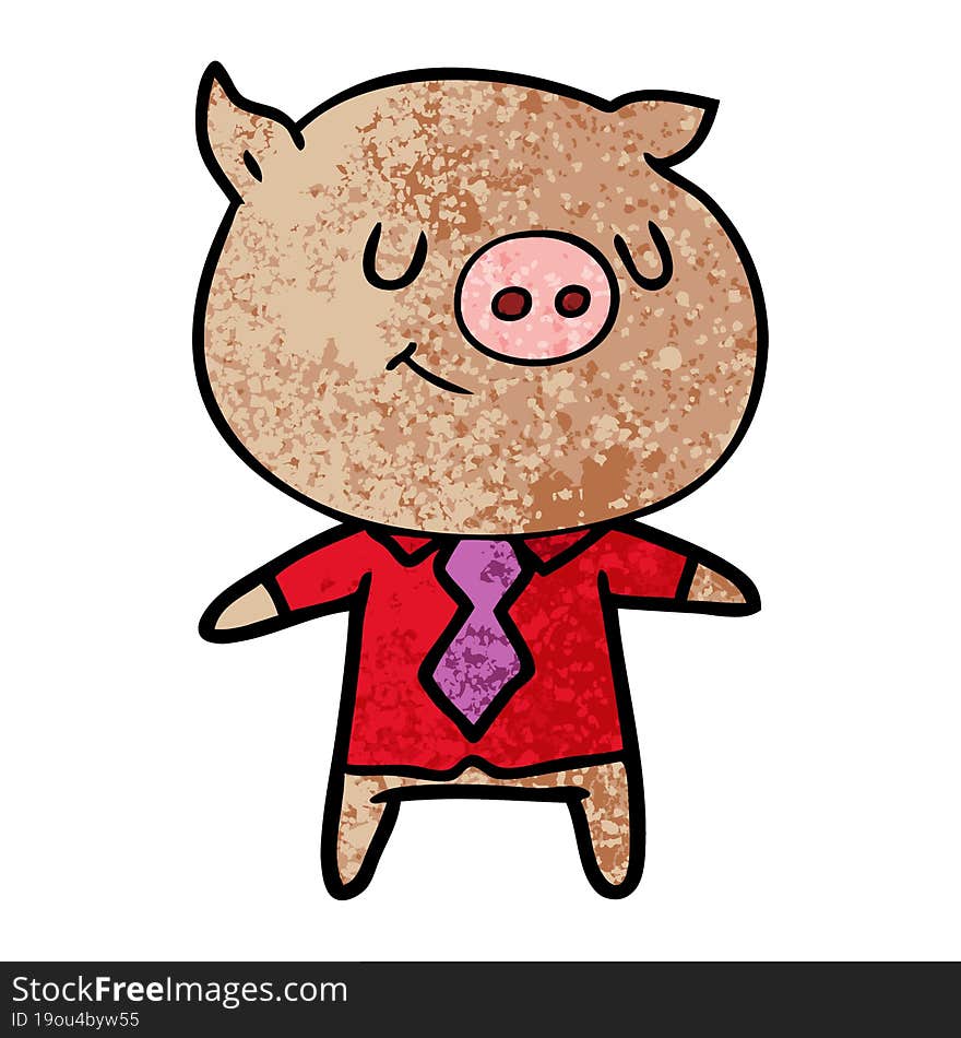 happy cartoon smart pig. happy cartoon smart pig