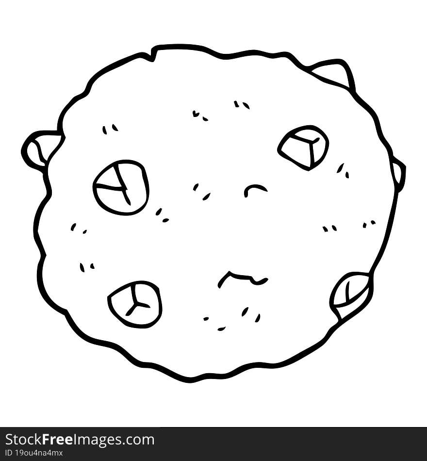 Line Drawing Cartoon Chocolate Chip Cookie