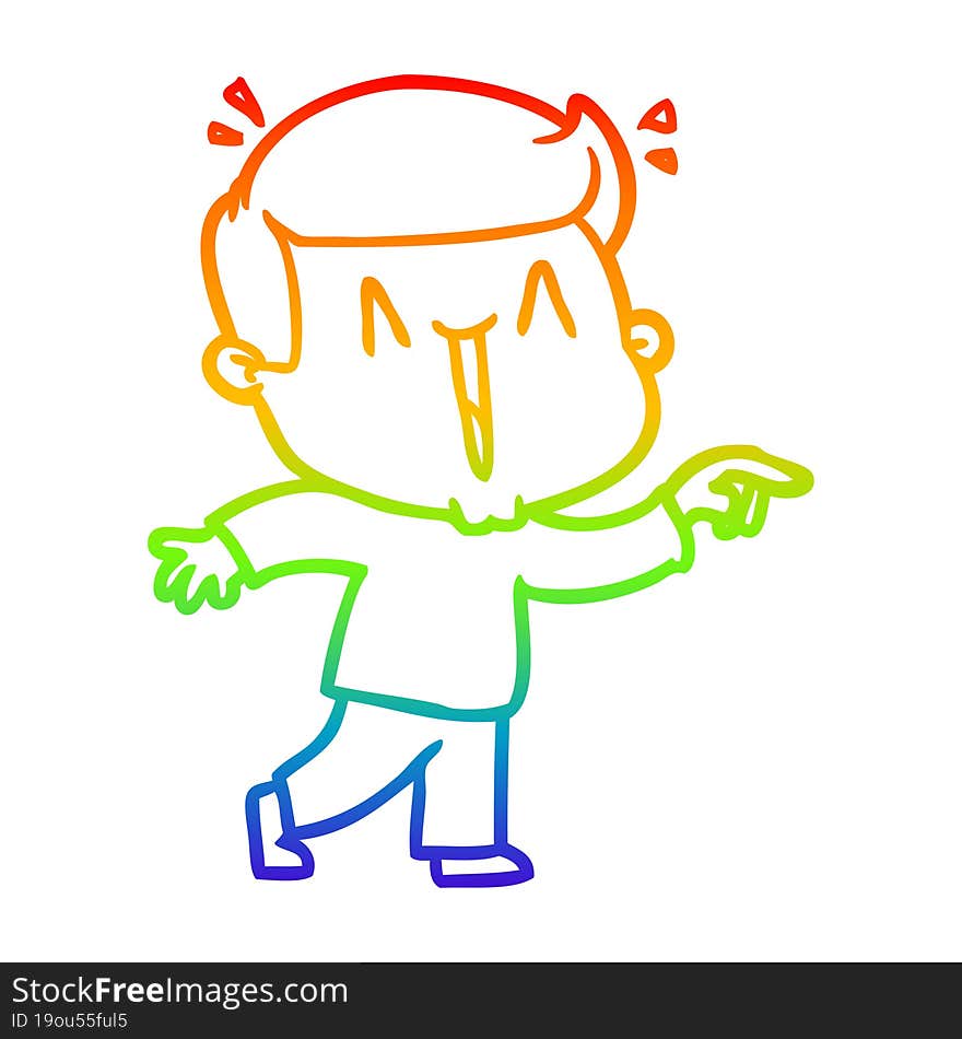 rainbow gradient line drawing cartoon excited man