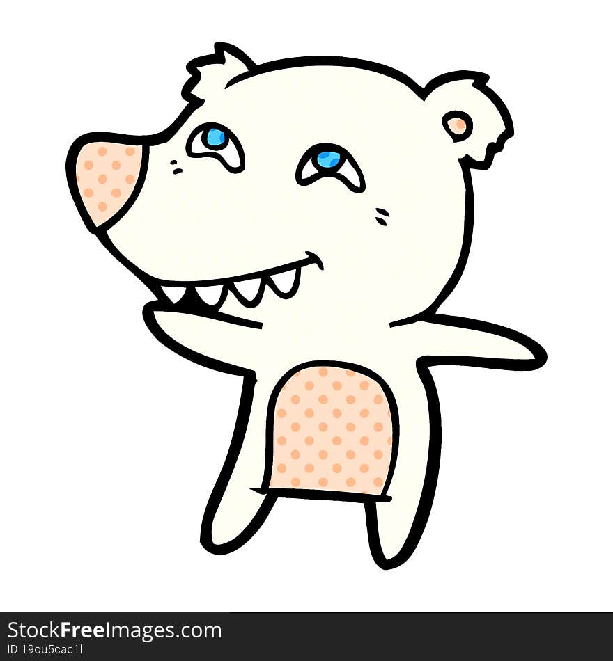 cartoon polar bear showing teeth. cartoon polar bear showing teeth