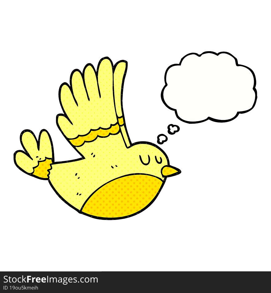 Thought Bubble Cartoon Flying Bird