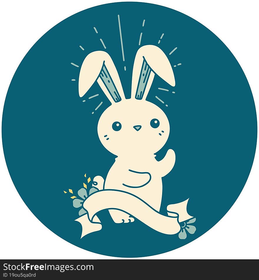 Icon Of Tattoo Style Cute Bunny