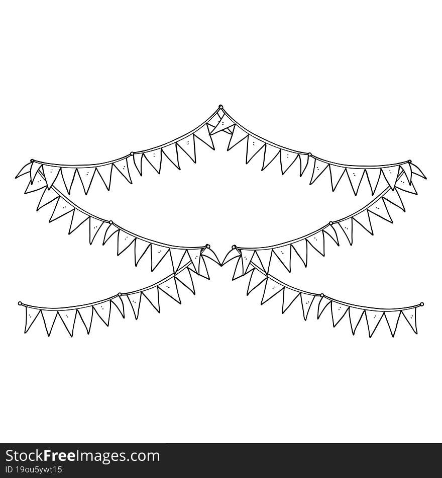 black and white cartoon bunting flags