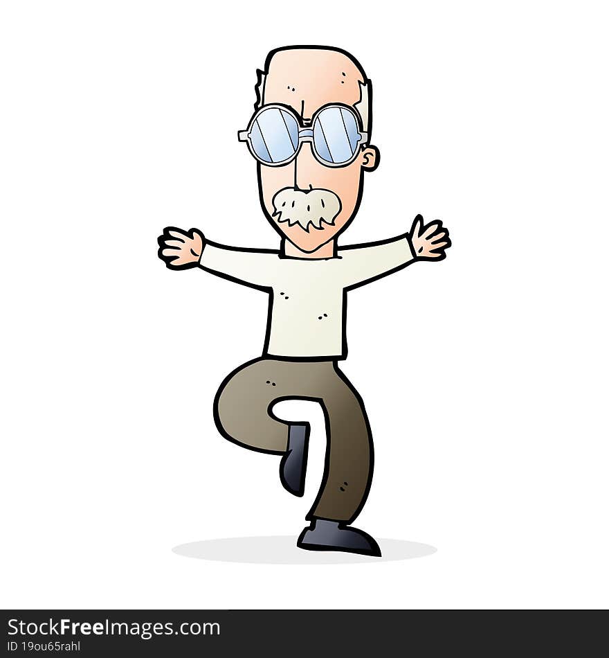 Cartoon Old Man Wearing Big Glasses