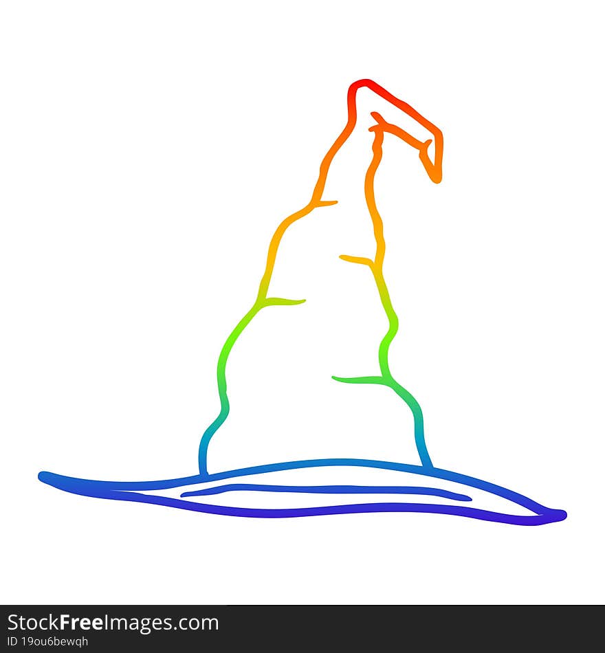 rainbow gradient line drawing cartoon witch hat