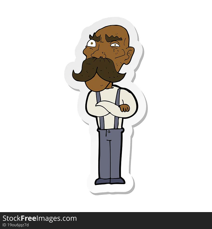 Sticker Of A Cartoon Angry Old Man