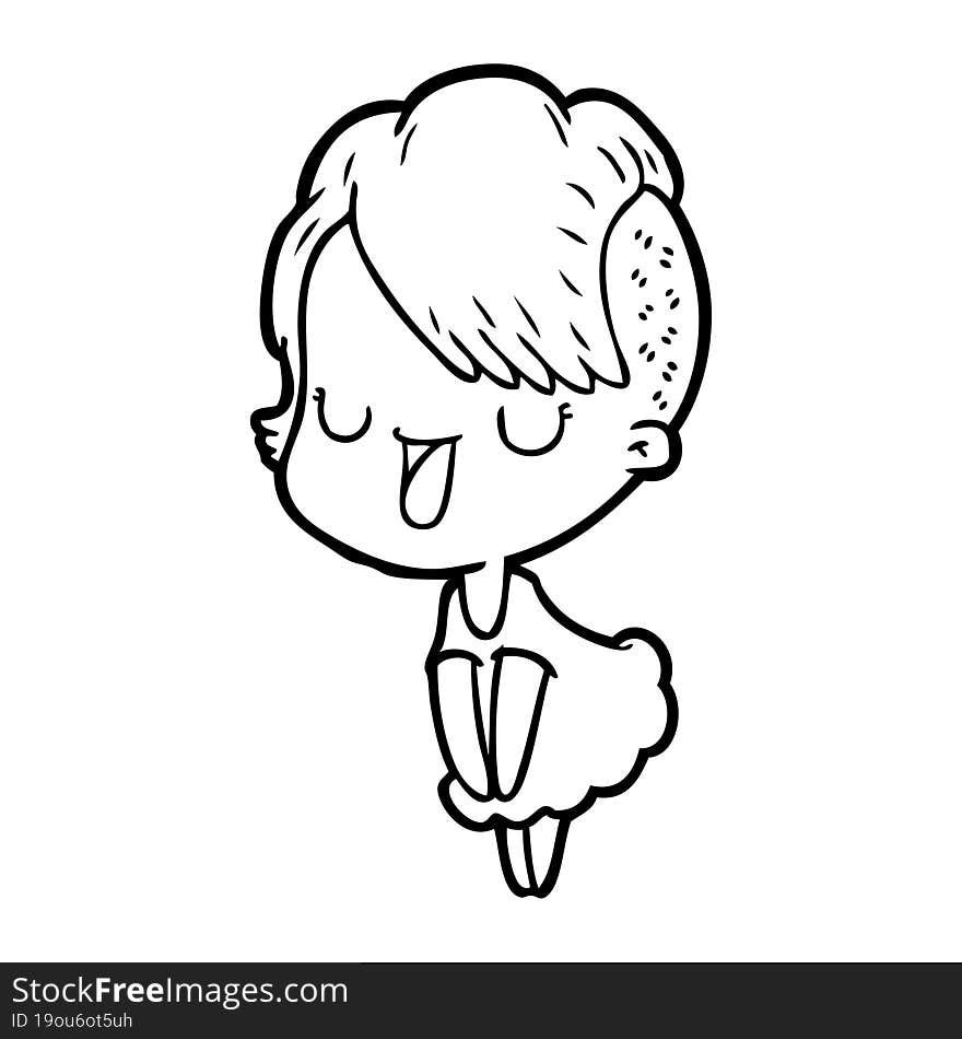 cute cartoon girl with hipster haircut. cute cartoon girl with hipster haircut