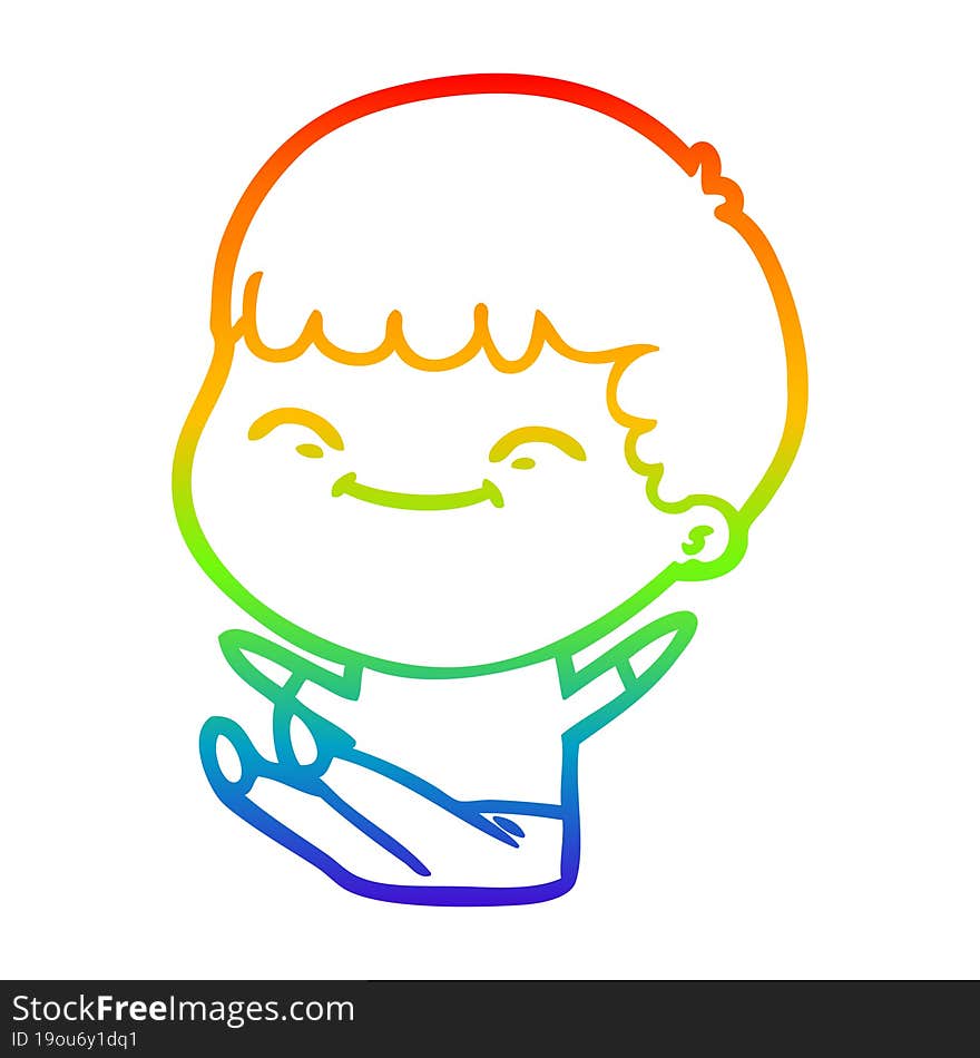 rainbow gradient line drawing cartoon happy boy