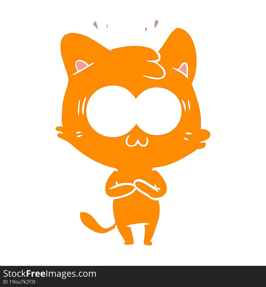 flat color style cartoon surprised cat