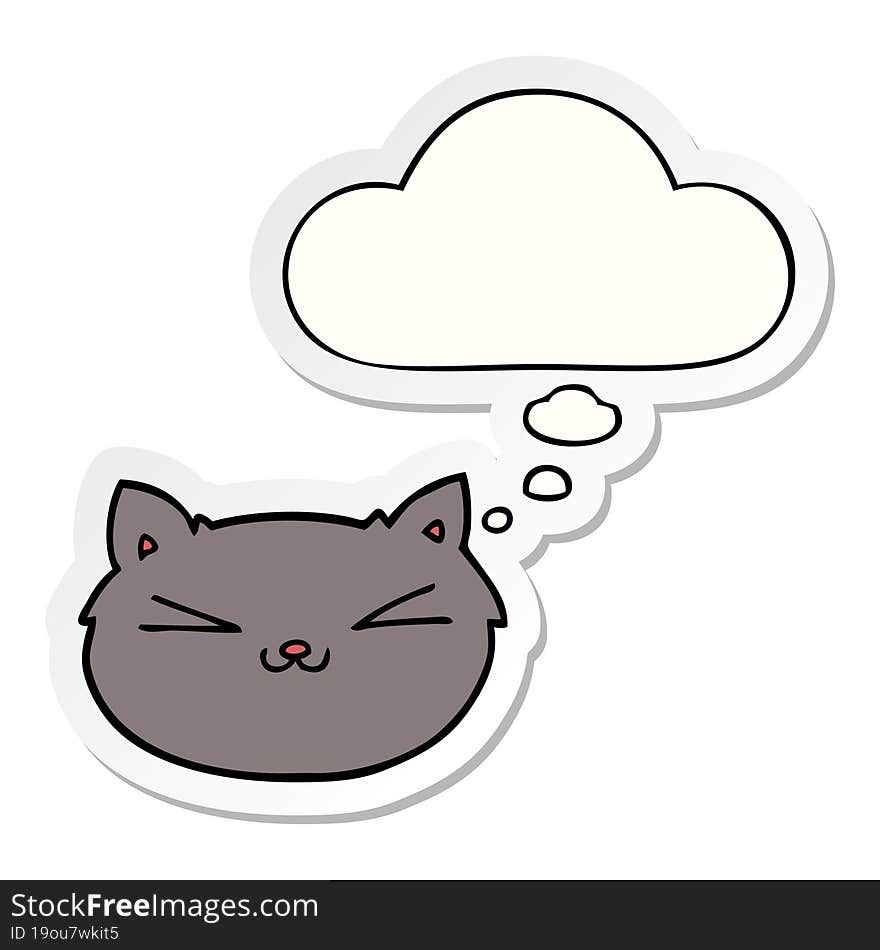 happy cartoon cat and thought bubble as a printed sticker