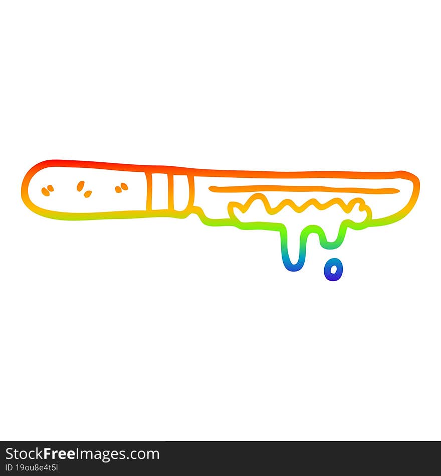 rainbow gradient line drawing cartoon butter knife