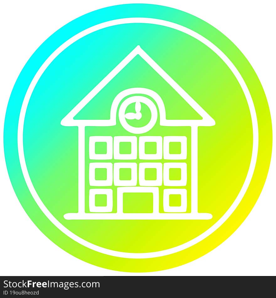 school house circular icon with cool gradient finish. school house circular icon with cool gradient finish