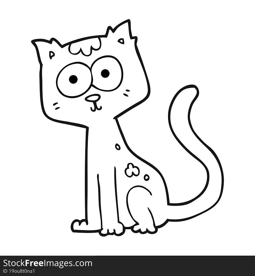 black and white cartoon cat