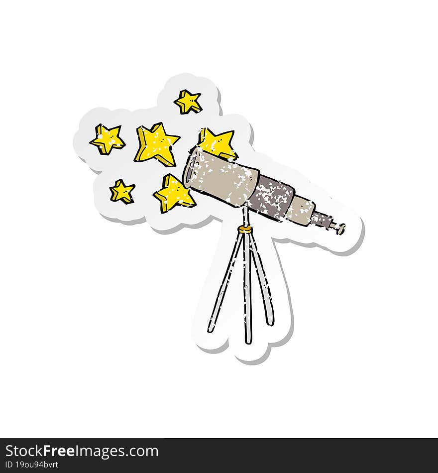 retro distressed sticker of a cartoon telescope