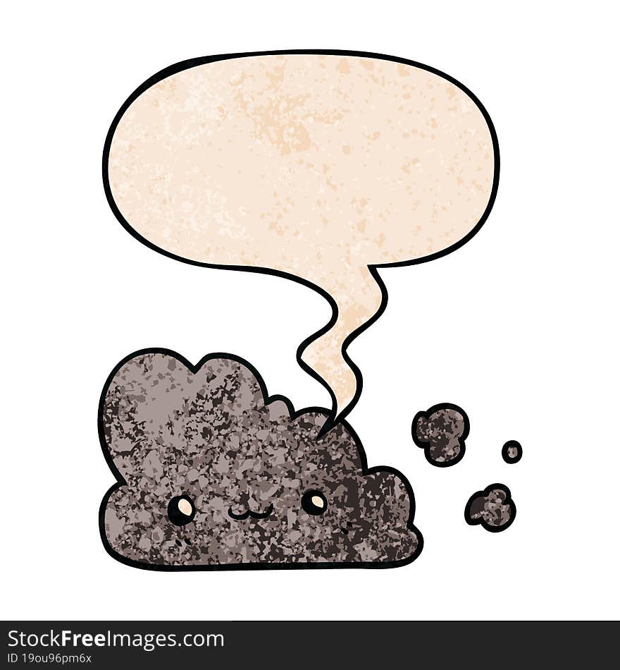 cute cartoon cloud and speech bubble in retro texture style