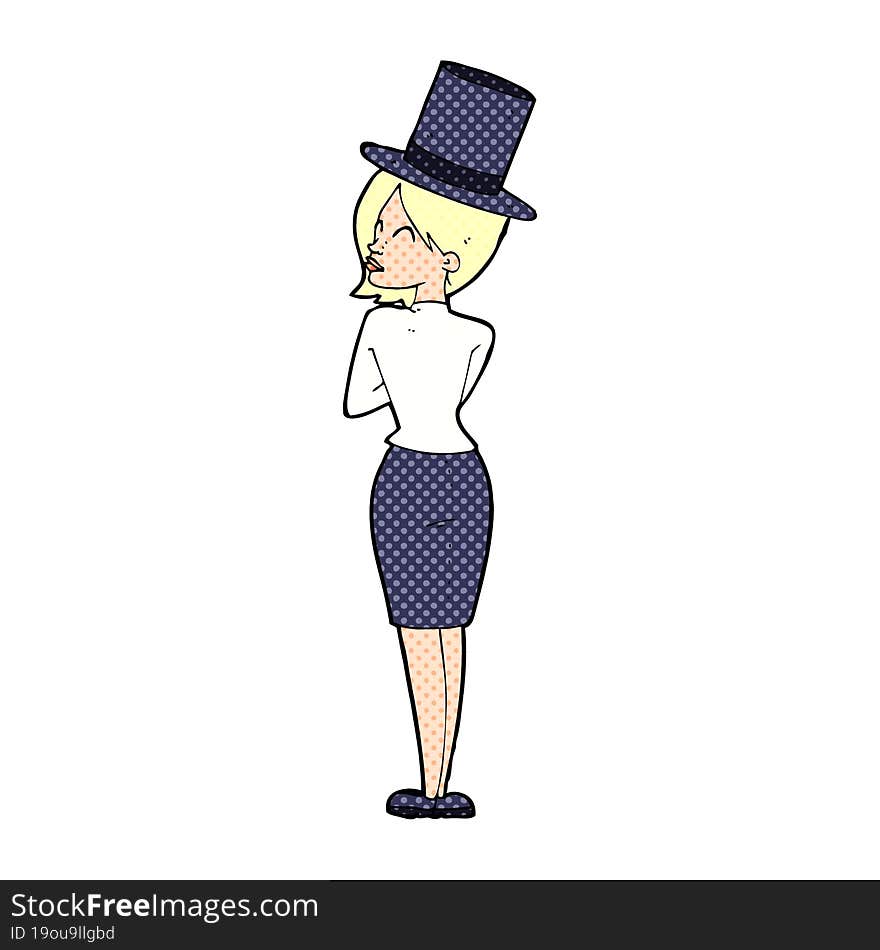 cartoon woman in top hat