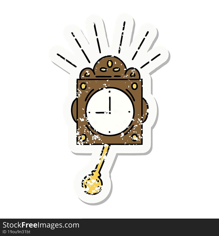 grunge sticker of tattoo style ticking clock