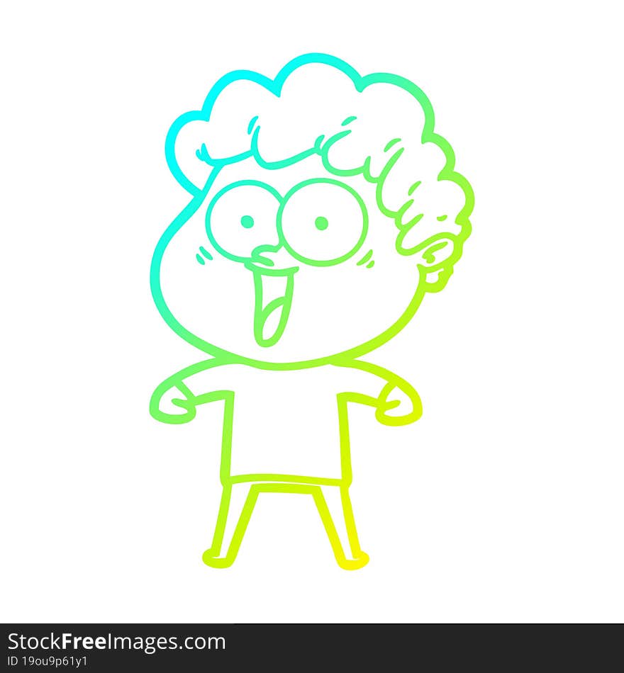 cold gradient line drawing cartoon happy man