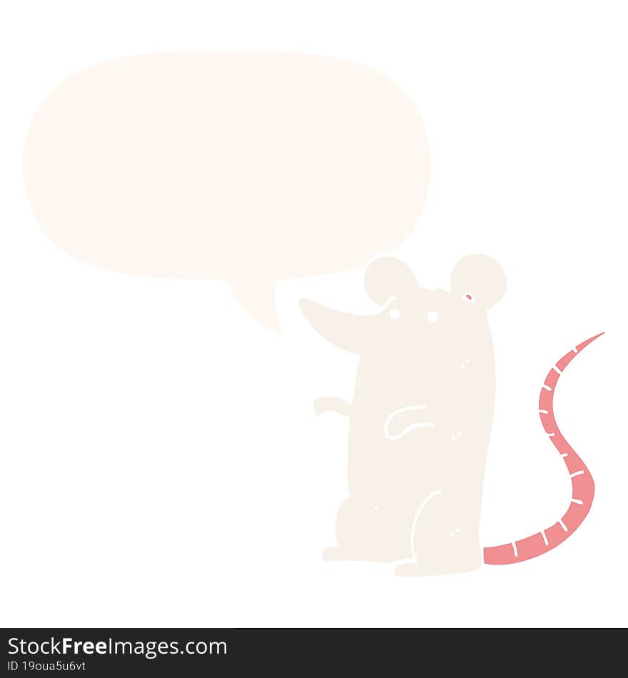 Cartoon Rat And Speech Bubble In Retro Style