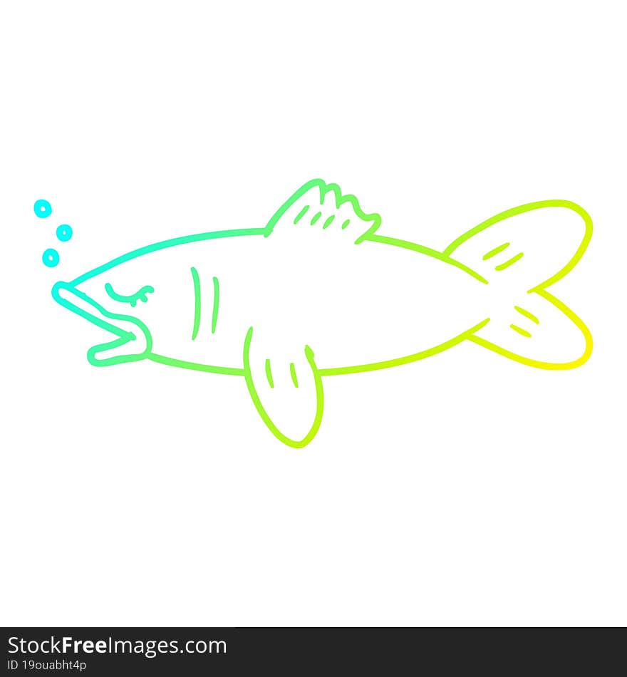 Cold Gradient Line Drawing Cartoon Fish