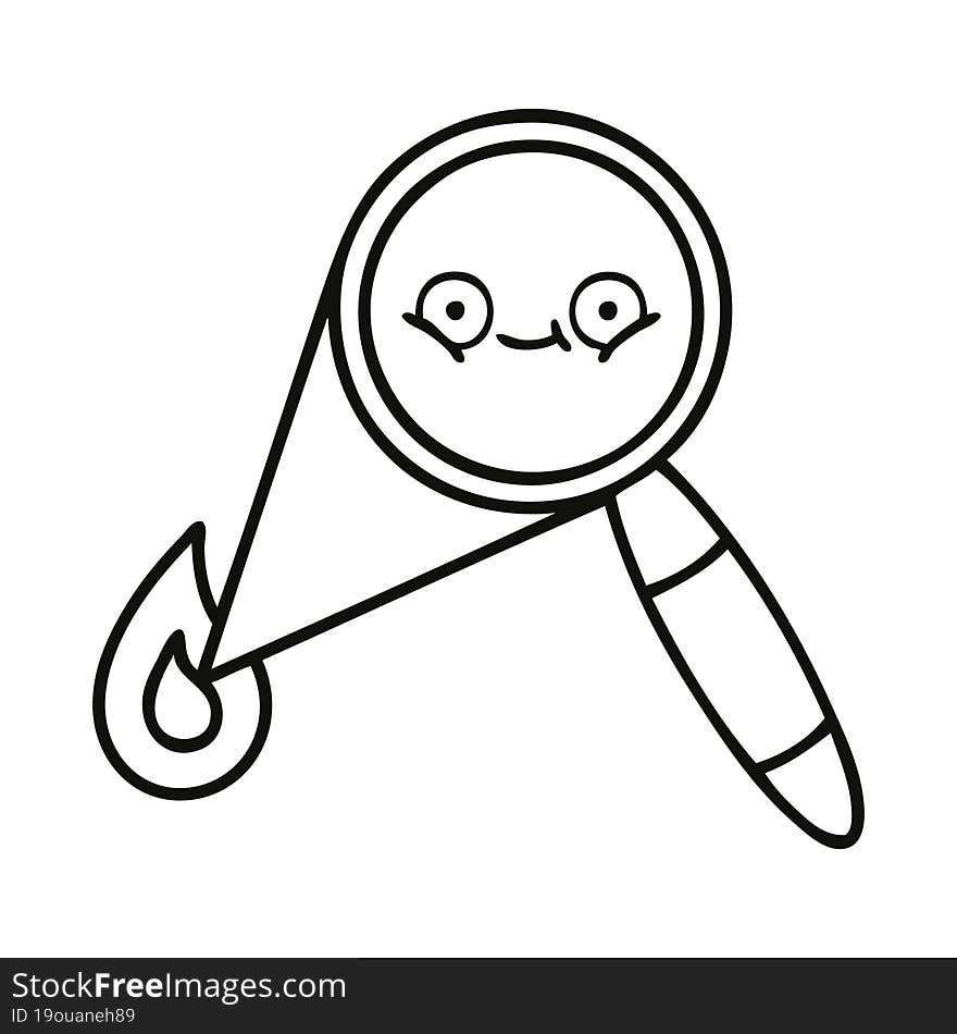 line drawing cartoon magnifying glass