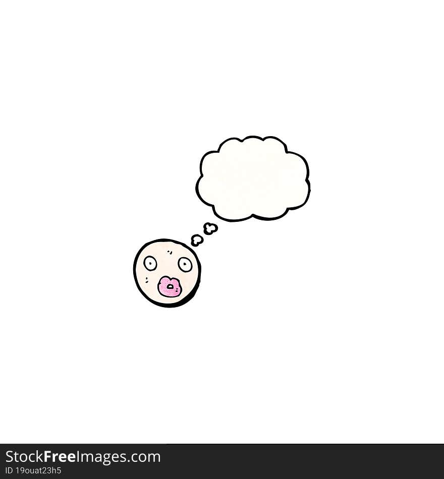 cartoon female face symbol with thought bubble