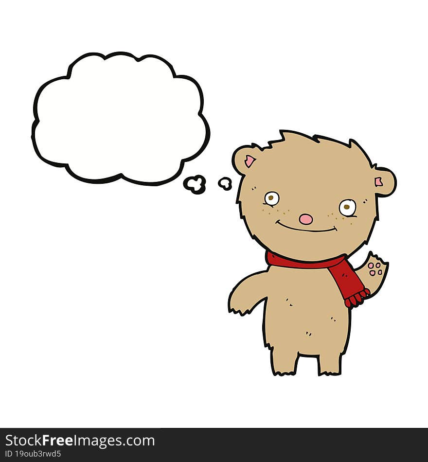 cartoon cute teddy bear with thought bubble