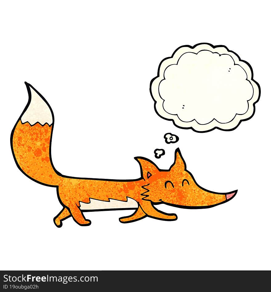 cartoon little fox with thought bubble