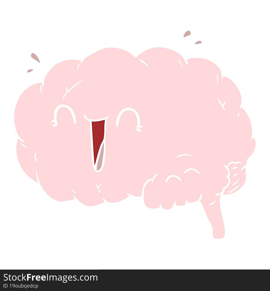 flat color style cartoon brain laughing