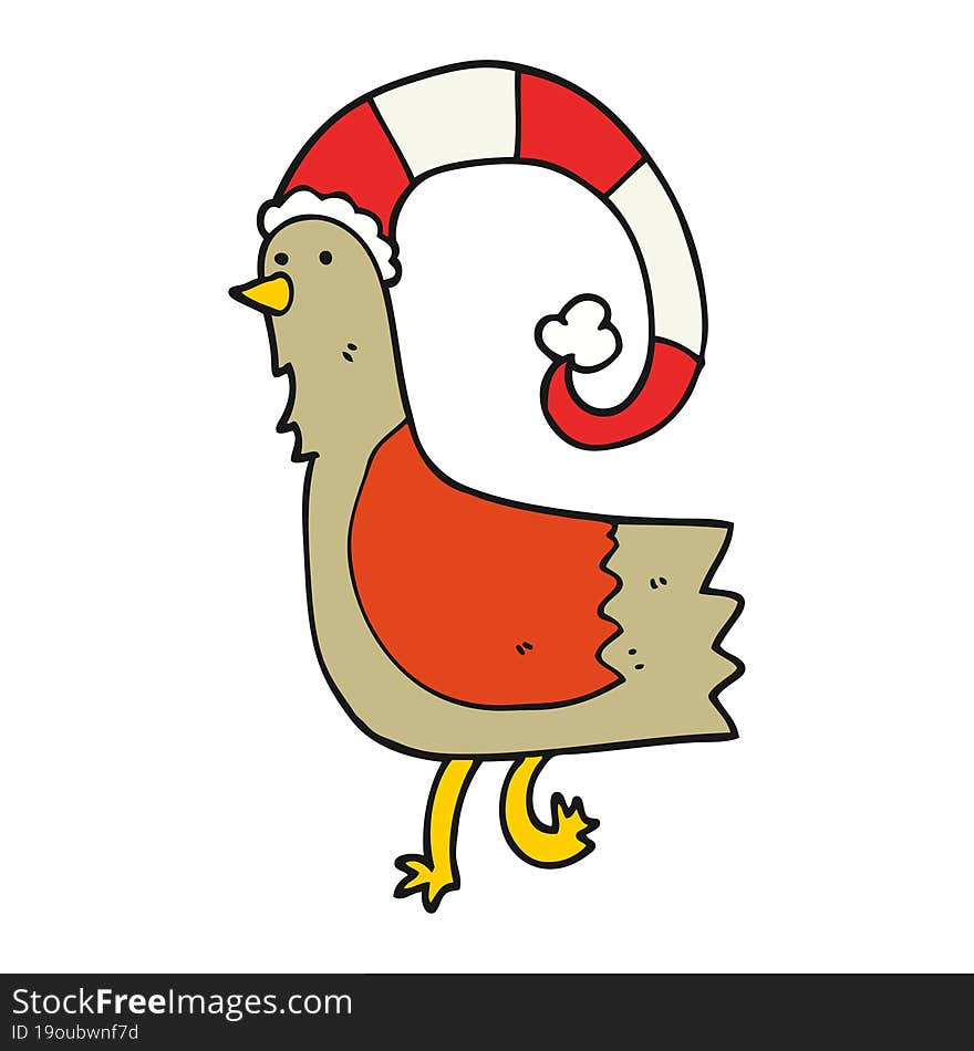 cartoon chicken in funny christmas hat