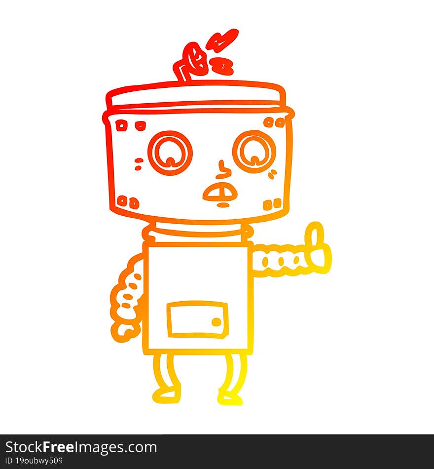 warm gradient line drawing of a cartoon robot