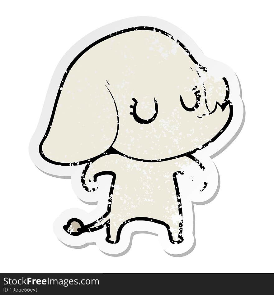 distressed sticker of a cute cartoon elephant